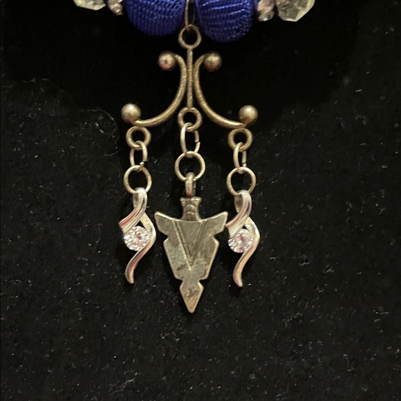 Hand Crafted Royal Blue and Silver Necklace - Picture 2 of 6